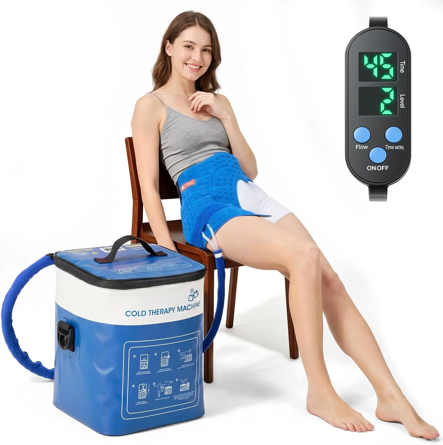 Cold Therapy Machine for Hip,  Ice Machine for Hip After Surgery with Pressure Regulator & Programmable Timer, Ice Wrap Pad Cryotherapy System for Injuries Recovery Surgery Pain Relief
