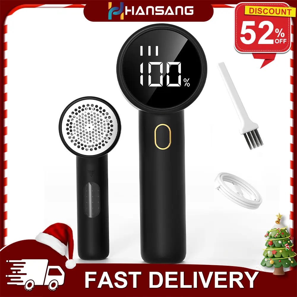 Cordless Reusable Lint Remover Tool, Rechargeable Fabric Shaver with 3-Speed Control, 6-Blade Cutter & LED Display for Clothes, Furniture