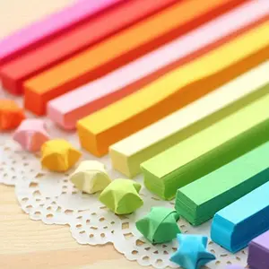 Colorful Star Origami Paper Strips, Gradient Lucky Stars Pentagram Paper, DIY Craft Material for Kindergarten Kids Handmade Projects