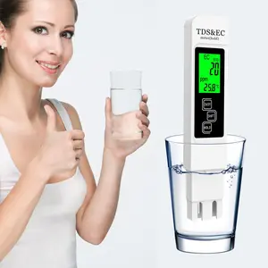 1-pc Digital Water Quality Tester, Water Testing Device, 3-in-1 TDS, EC & Temp Meter, 0-9999 ppm, Wide Measurement Range, Portable with Backlit Screen, Suitable for Home Drinking Water, Hydroponics and Aquariums, with Portable Case