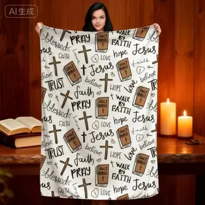 Super Soft Christian Bible Jesus Throw Blanket Premium Fleece Lightweight Christianity Scripture Bed Blanket Cozy Warm Blankets Religious Faith Gift Spiritual Devotional Decor Warm Comfort Bedding