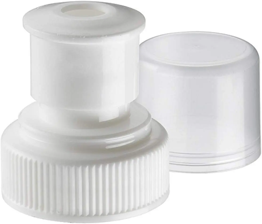AquaNation Plastic Tampered 28mm Food Grade Safe Twisted Pop Up Push-Pull Screw Caps for PET Water Bottle, Undetectable Sneak Alcohol Whiskey Rum, Reseal Your Bottle, Bag of 10