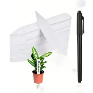 100-Pack Outdoor Waterproof Garden Labels, Plastic Plant Tags with Permanent Markers, Unisex Gardening Gift for Men and Women