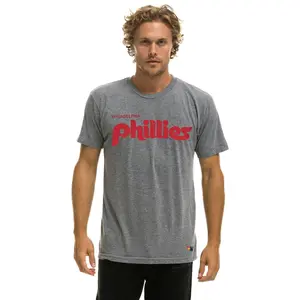 PHILLIES BOLT CREW TEE - HEATHER GREY