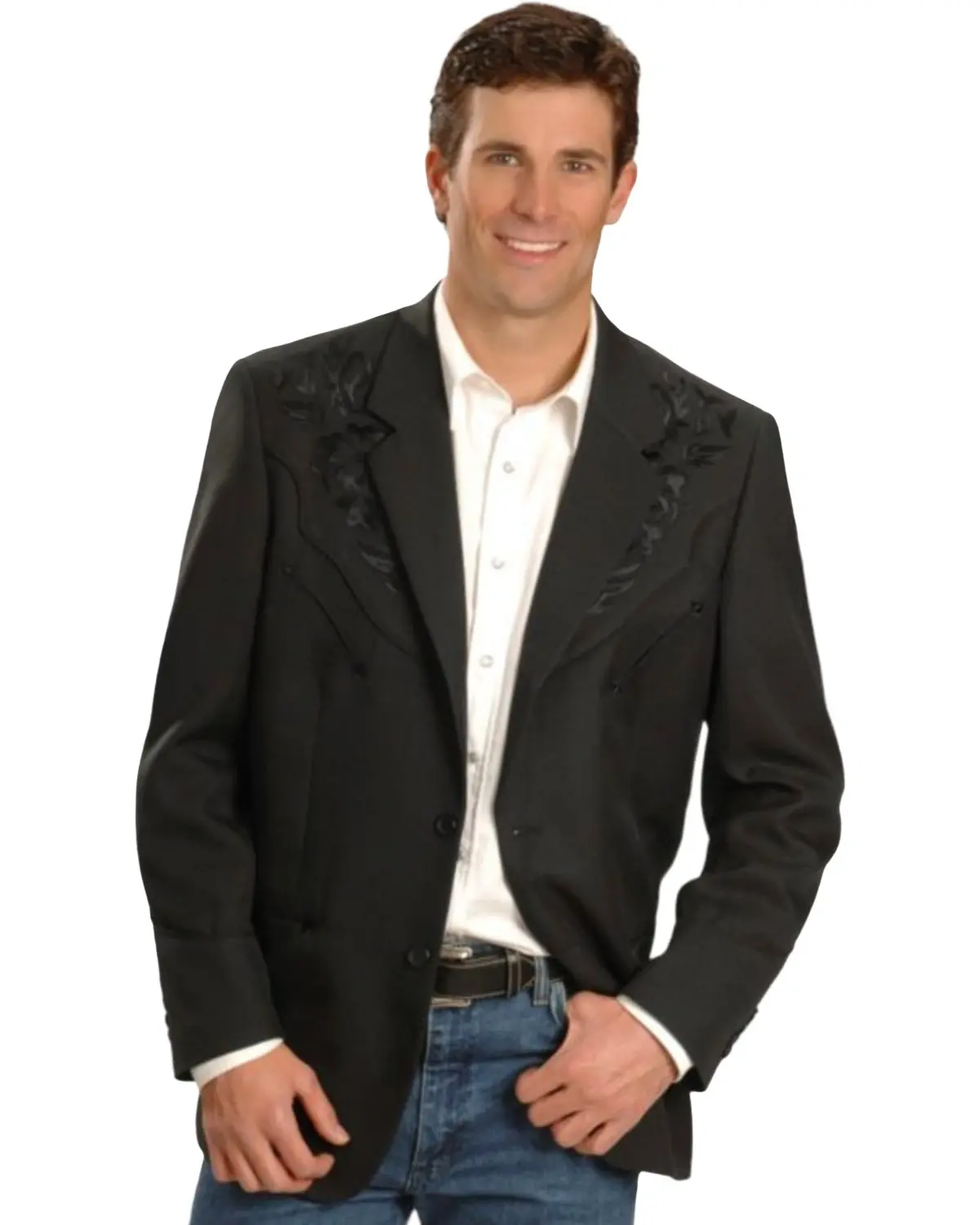 Scully Men's Men'S Floral Yoke Blazer Tall - P-733L Blk