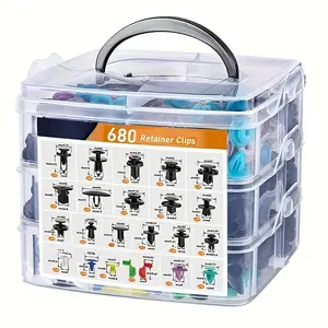 680pcs Premium Auto Fastener Clips Kit Car Body Bumper Door Trim Panel Retainer Clips Assortment with Removal Tool Easy Installation and Maintenance Automotive Push Pin Rivet Clip Set Universal Car Interior Exterior Repair Accessories summerwins
