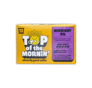 Midnight Oil Dark Roast Coffee Pods | Keurig | 12 Single Serve Cups | Top of the Mornin' Coffee
