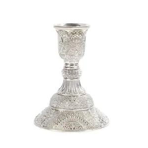 Set of 2 Vintage European Candle Holders - 3.9" Tall Metal Candlesticks with Exquisite Relief Patterns, Red/ Green Bronze/ Gold/ Silver/ Rose Gold Candelabra Table Centerpieces for Wedding Dining Home Decor, Vintage Candle Stand