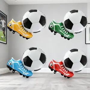 4pcs 30 Inch Soccer Shoe Aluminum Foil Balloons, Football Theme Home Decor, Indoor Party Decorations for Atmosphere Creation