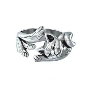 Cat Streching Silver Ring, One Size Fits Most - Cute