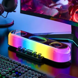 Bluetooth RGB gaming speaker, Gaming pc speaker, stereo speaker, lossless sound quality, color lighting game, 1800mAh battery, listen to footsteps, USB powered speakers, suitable for home theaters, desktops
