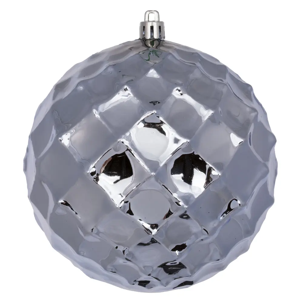 212 MAIN Plastic Glitter Round Traditional Diamond Bauble Ball Ornaments, 4.75 in., Lilac - 4 Per Bag, Hanging Home Supplies Decor for Christmas Festivities