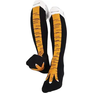 Funny Chicken Leg Socks for Men & Women, Novelty Chicken Feet Design Over The Calf Socks, Hilarious White Elephant Gift, Crazy Party Hosiery