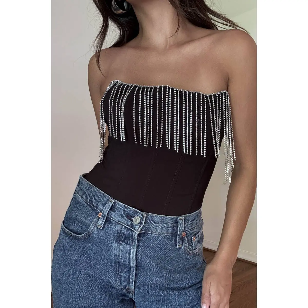 Diamante Strapless Corset Top