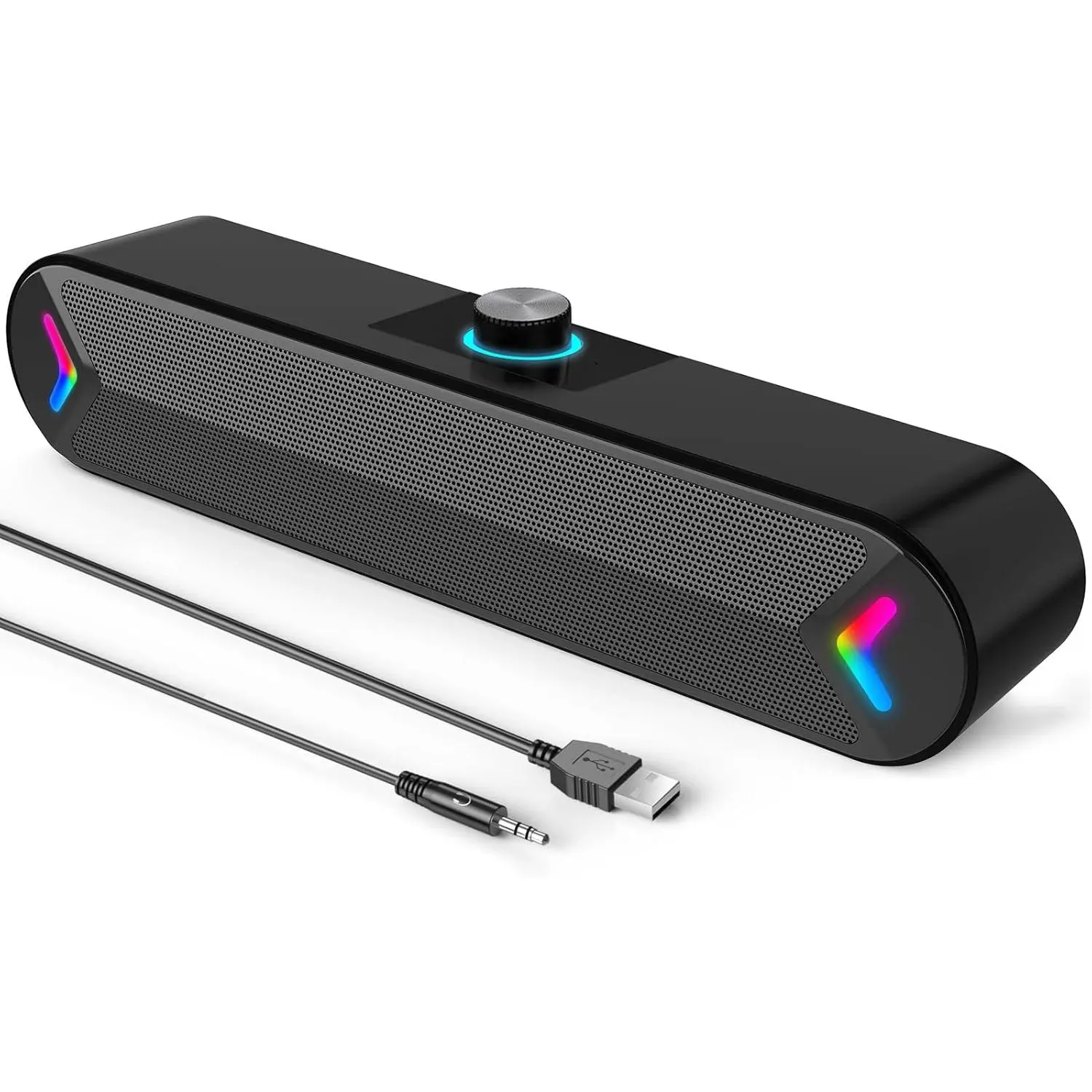 Wired USB Soundbar Audio Speakers, 10W Stereo Sound for PC Desktop & MP3 Device, Plug-n-Play (A39PRO/Black)