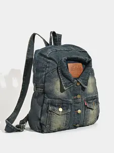 Fashion Denim Backpack, Casual Colorblock Backpack for Women & Girls, Trendy All-match Commuting Backpack for Daily Use, Lightweight Casual Daypack, Stylish Daypack