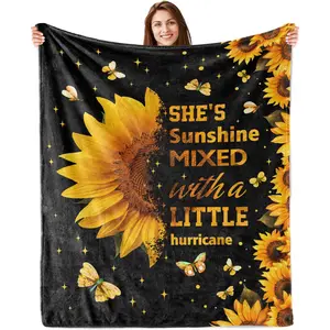 Sunflower Gifts for Women, Sunflower Gifts, Sunflower Birthday Gifts for Women, Sunshine Gifts for Women, Gifts for Sunflower Lovers, Sunflowers Decor Gifts for Sunflower Lovers Blanket 60" X 50", Printed on One Side with a Plain White Back, Halloween Tha