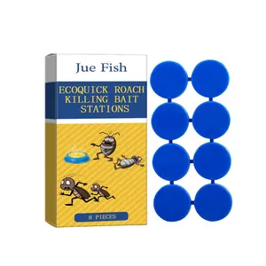 Jue Fish Ecoquick Roach Killing Bait Stations - 8 Pieces Powerful Pest Control for Home Kitchen Dormitory Indoor Outdoor Multi-Surface Cleaning cockroach buster repellent pryroach moons