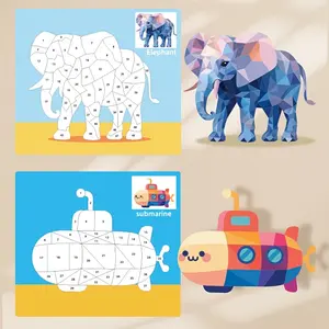 Children's DIY three-dimensional puzzle sticker book (including animals and multi-theme pre-stickers) - plastic puzzle toys, suitable for creative and quiet activities such as travel and bedtime