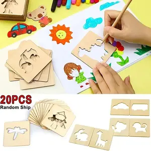 20pcs DIY Drawing Templates, Art Supplies, Various Shapes & Animals, Enhance Cognitive Sensory Skills, Logical Thinking, Color Recognition