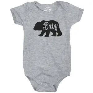 Baby Bear Funny Infant Shirts Cute Boy Girl Newborn Creeper for Family Bodysuit Funny Baby Onesies Funny Animal Onesie Novelty Onesie Light Grey