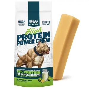 Bully Max Power Chews, Long-Lasting Dog Treats 75% Protein, Cleans Teeth, Freshens Breath, Natural Dog Chew