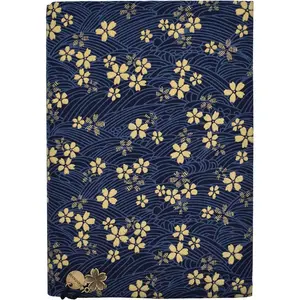 BLBMH Handmade 5.5x8.5 Privacy Book Cover | Fixed Non-Stretch Fabric Sleeve Protector with Bookmark | Small Bible Paperback Journal for Women | Birthday Gift - Blue Sakura