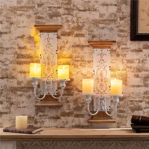 Large Wall Candle Sconce Holder,Set of 2 Wall Mounted Candle Holder for ,Living Room, Dining Room,Rustic Farmhouse Boho Decorations