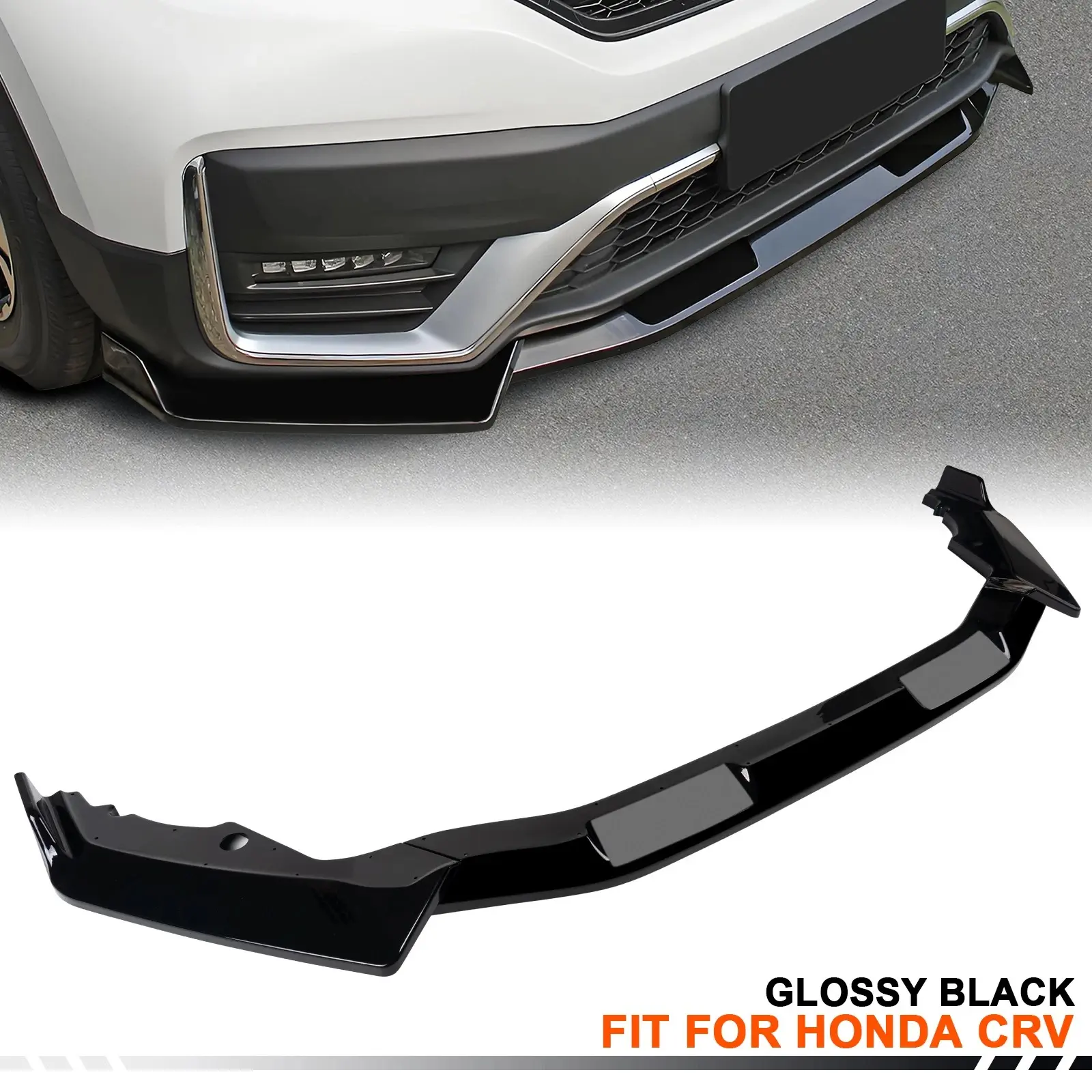 3PCS Front Bumper Lip Spoiler for 2017-2022 Honda CR-V, Glossy Black ABS Front Splitter, Sport Style Body Kit Exterior Sport Upgrade