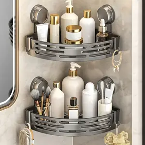 Shower Caddy with Suction Cup Space Saving No Drill Wall Mounted Corner Shelf Organizer for Bathroom Hotel Dorm Kitchen Storage