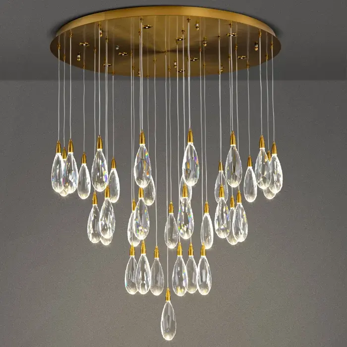 43-Lights Round Ranidrop LED Crystal Chandelier