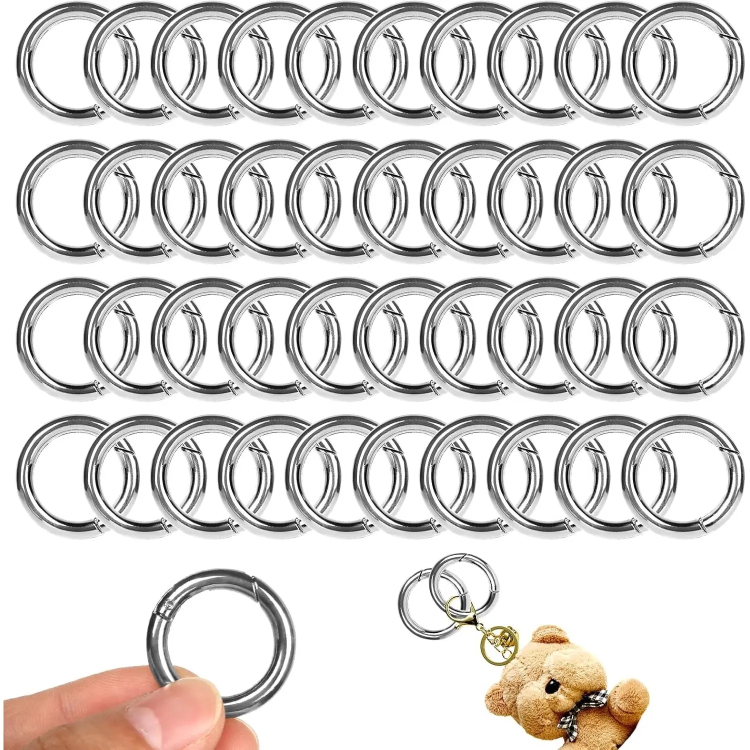 40Pcs Spring O Rings Round Carabiner Snap Clip, 28MM Zinc Alloy Spring Round Keychain, Spring O Ring for Key Chains, Bag, Purse, Handbag - Home Improvement.