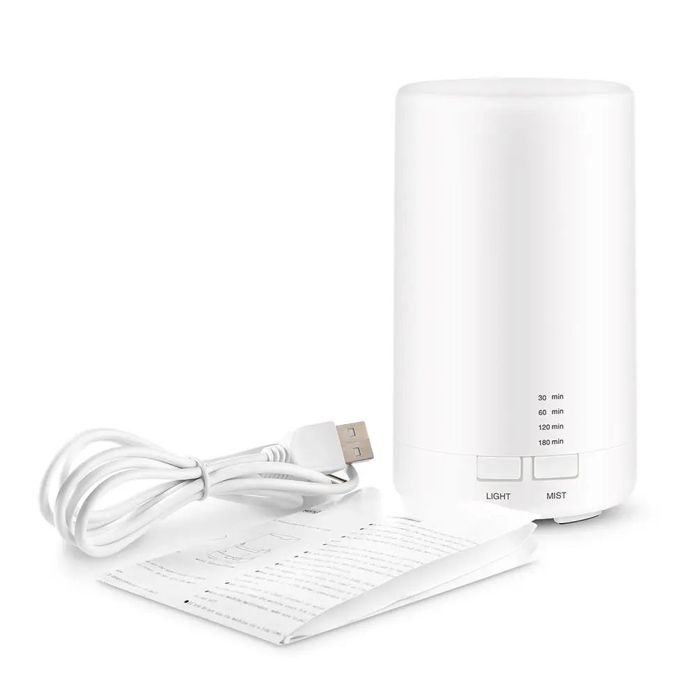 Ultrasonic Mini Cool Mist Humidifier, Essential Oil Aroma Diffuser with 7 Color LED Lights, 4 Timer Modes, Portable Air Humidifier for Home Office Bedroom