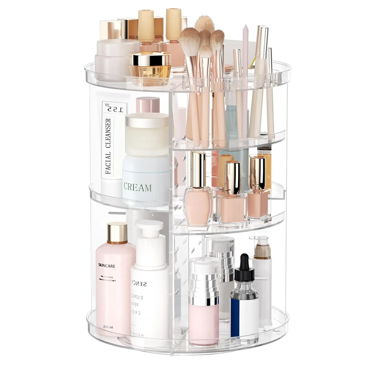 360° Rotating Makeup Organizer – Vanity Must-Have Adjustable Rotating Makeup Organizer for Small Spaces