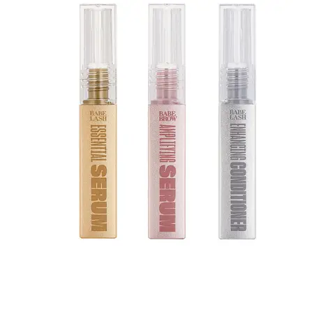 Babe Original Triple Threat Mini Selfcare Skincare Kit - Vegan Ginseng & Amino Acid Brow Conditioner, Chamomile Brow Serum, Eyelash Growth Serum (Contains Alcohol)