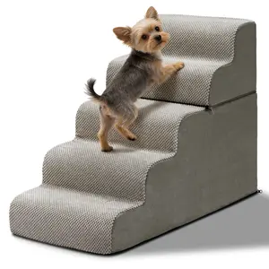 Dog Stairs for Bed 24" H, 5-Step Dog Steps for High Bed, Pet Steps for Small Dogs and Cats, Non-Slip Balanced Pet Ramp Indoor