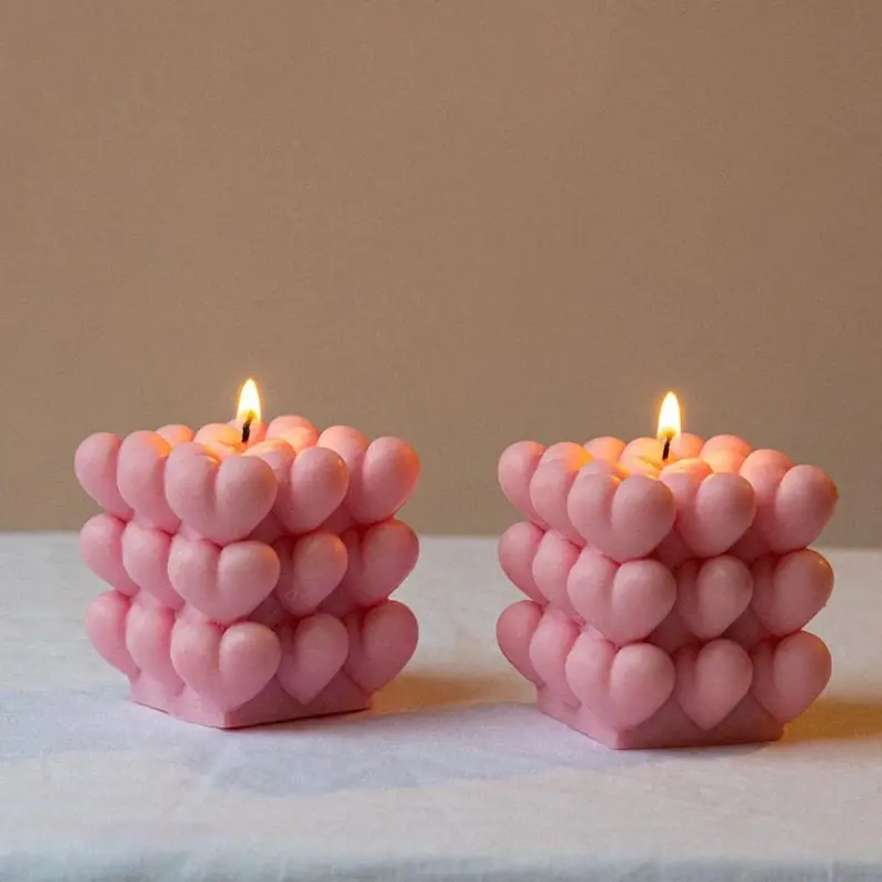 Heart Bubble Candle | Soy Wax Bubble Candle | Candle | Heart Shaped Candle | Valentine Gift Idea for Her