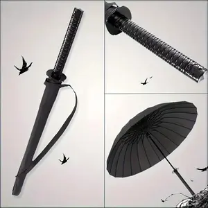 【Combo Pack】DKD Mother's Day Special Samurai Umbrella – Windproof 24-Rib Semi-Automatic Metal Parasol, Fun Novelty Gift for Cosplay Fans, Friends & Party-Goers, Unique Easter Accessory for Rainy and Spring Days
