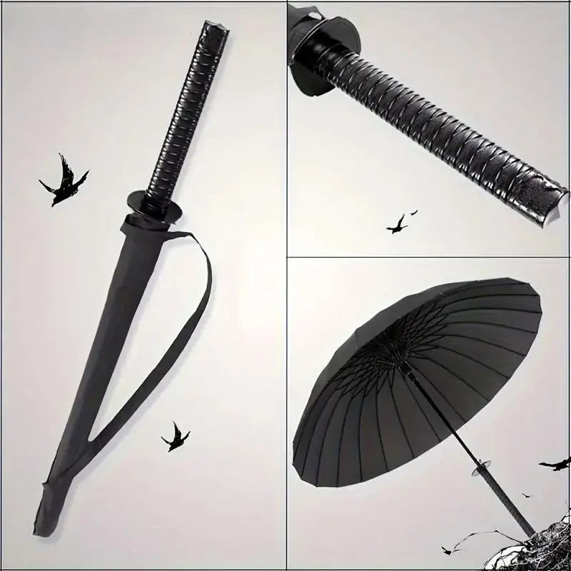 【Combo Pack】DKD  Special Samurai Umbrella – Windproof 24-Rib Semi-Automatic Metal Parasol, Fun Novelty Gift for Cosplay Fans, Friends & Party-Goers, Unique Easter Accessory for Rainy and Spring Days