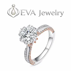 [EVA Jewelry] Gigi 925 Sterling Silver Synthetic Moissanite Ring Engagement Rings Exquisite Trendy Ring