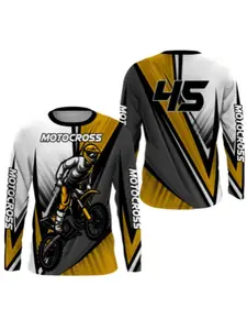 Men's Off-Road Motorcycle Riding Suit, Geometric Pattern Design, Long Sleeve Top, Knit Fabric, Ideal for Downhill, Cycling, Mountain Biking, Outdoor Apparel