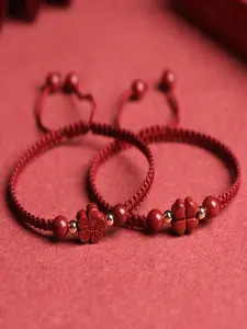 Elegant 2-Piece Four-Leaf Clover Charm Beaded Bracelet Set, Adjustable Beaded Design, Adjustable, Perfect Gift for Sisters Friends Couples, Charm Bracelets