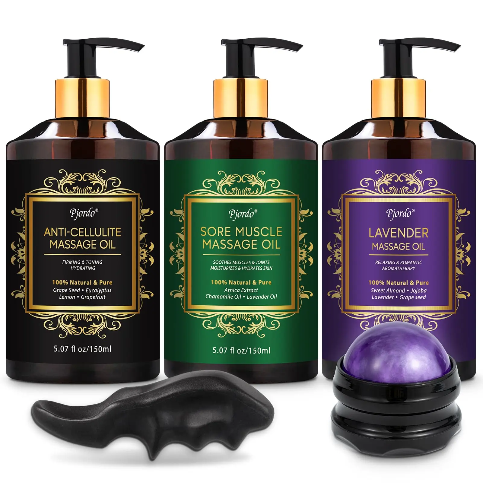 Pjordo-3 Pack Massage Oil for Relaxation -100% Natural & Organic Ingredients - Body Care & Skin Care Pjordo-3 Pack Massage Oil for Relaxation -100% Natural & Organic Ingredients - Body Care & Skin Care