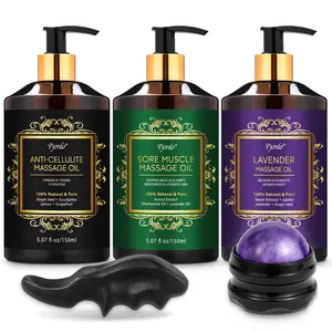 Pjordo-3 Pack Massage Oil for Relaxation -100% Natural & Organic Ingredients - Body Care & Skin Care