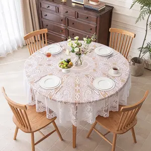 1pc Lace Tablecloth Round 185cm, Elegant Style Hollow Out American Country Decor, Perfect for Dining Table Decoration