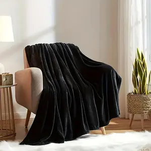 Retro Vintage Flannel Throw Blanket, Cozy Soft Fluffy Lodge-Style 280GSM Polyester Bedding for Bedroom, All-Season Machine-Washable No-Shed Durable-Edge Solid Color Textile, Cozy Throw Blanket, Soft Fluffy Blanket