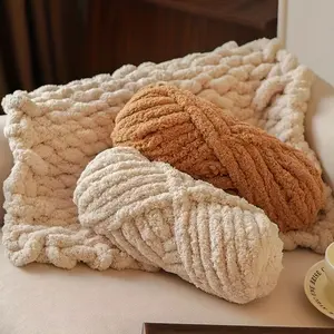 2025 Cat Tail Yarn Super Chunky Ice Yarn 2 Skeins DIY Scarf Weaving Material Rainbow Blanket Knitting Yarn Soft Fluffy Pet Bed Cushion Handmade Craft Supplies