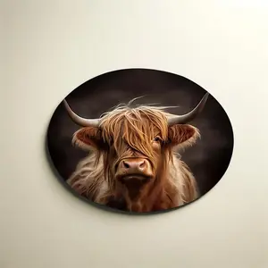 Rustic Cow Pattern Round Mouse Pad, Office Desk Accessories, Non-slip Rubber Base Stitched Edge Desk Pad for Desk Laptop Desktop