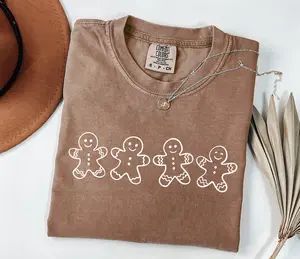 Comfort Colors Christmas Gingerbread Cookies T-Shirt, Festive Holiday Outfit, Womens Xmas Graphic Tee