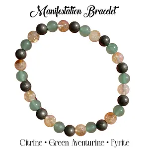 Manifestation Crystal Bracelet for Manifesting Motivation and Abundance with Citrine Green Aventurine and Pyrite Stones